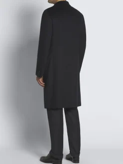 Essential navy blue cashmere Brunico overcoat