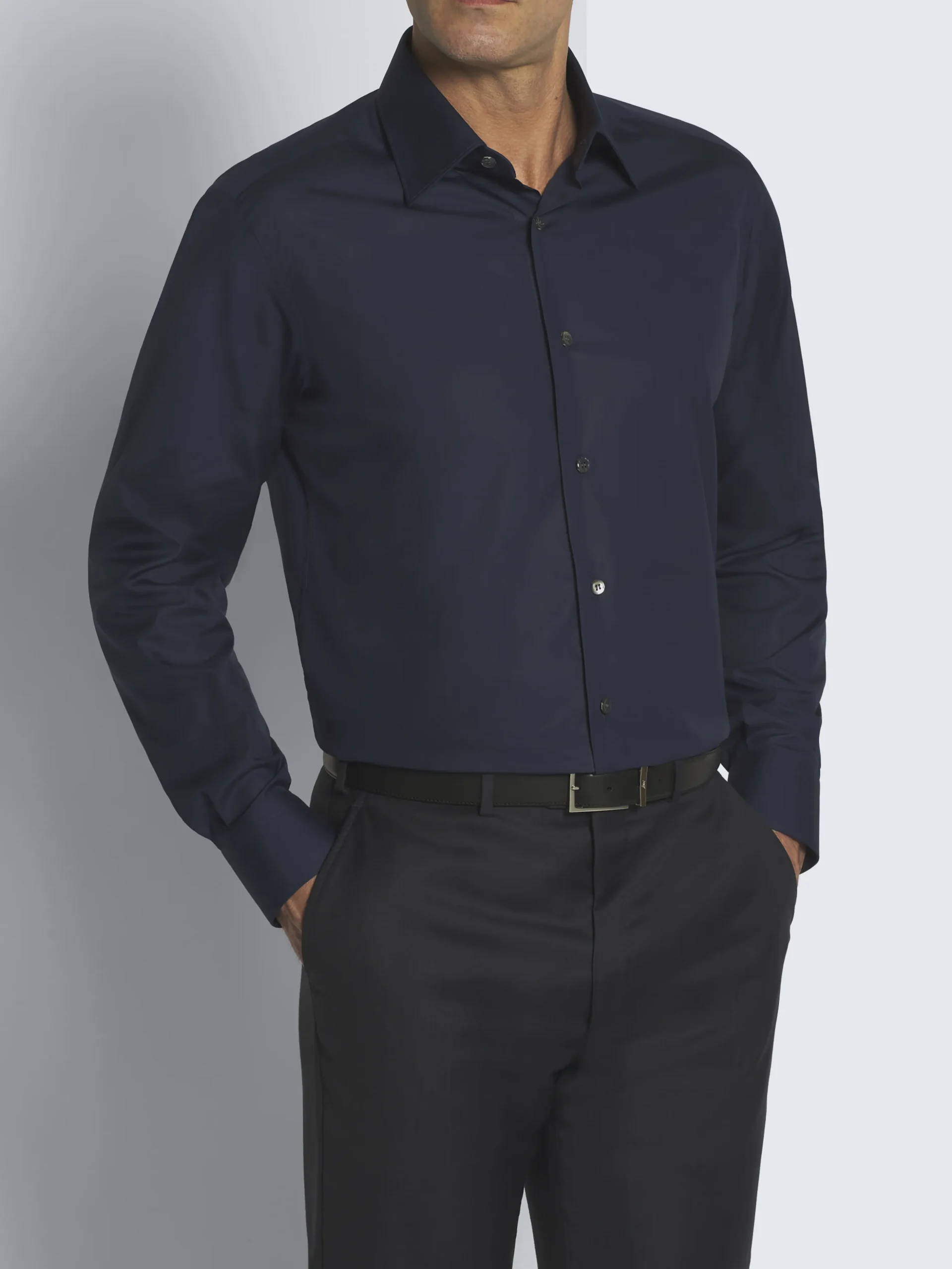 Essential navy blue cotton formal shirt