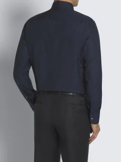 Essential navy blue cotton formal shirt