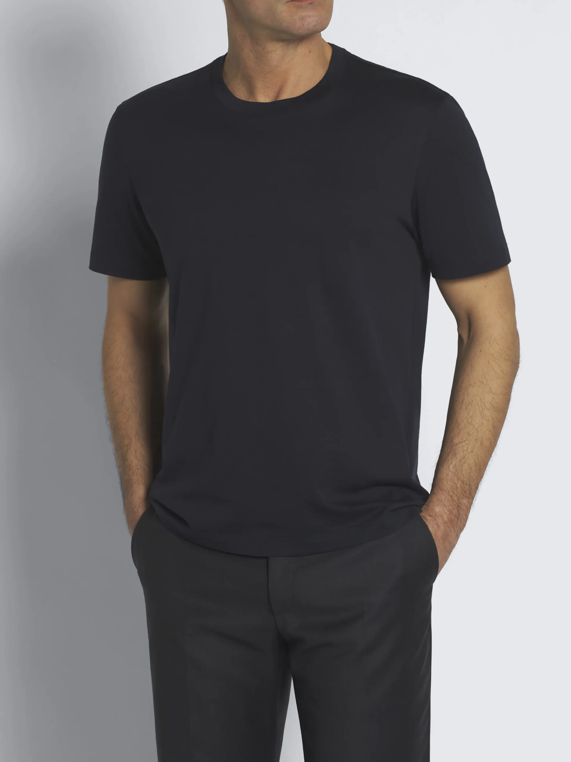 Essential navy blue gassed organic cotton T-shirt