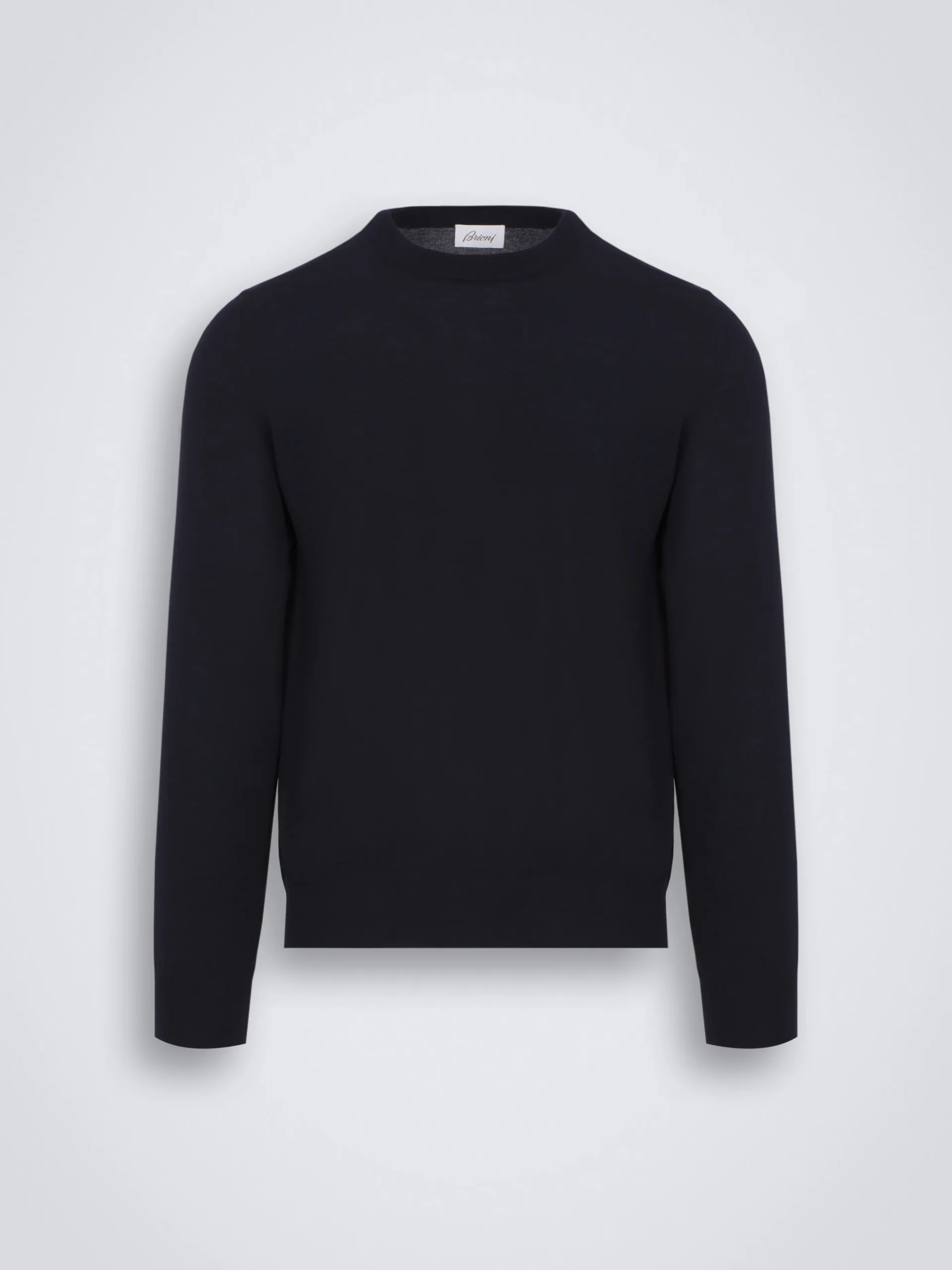 Essential navy blue wool, cashmere and silk crewneck sweater