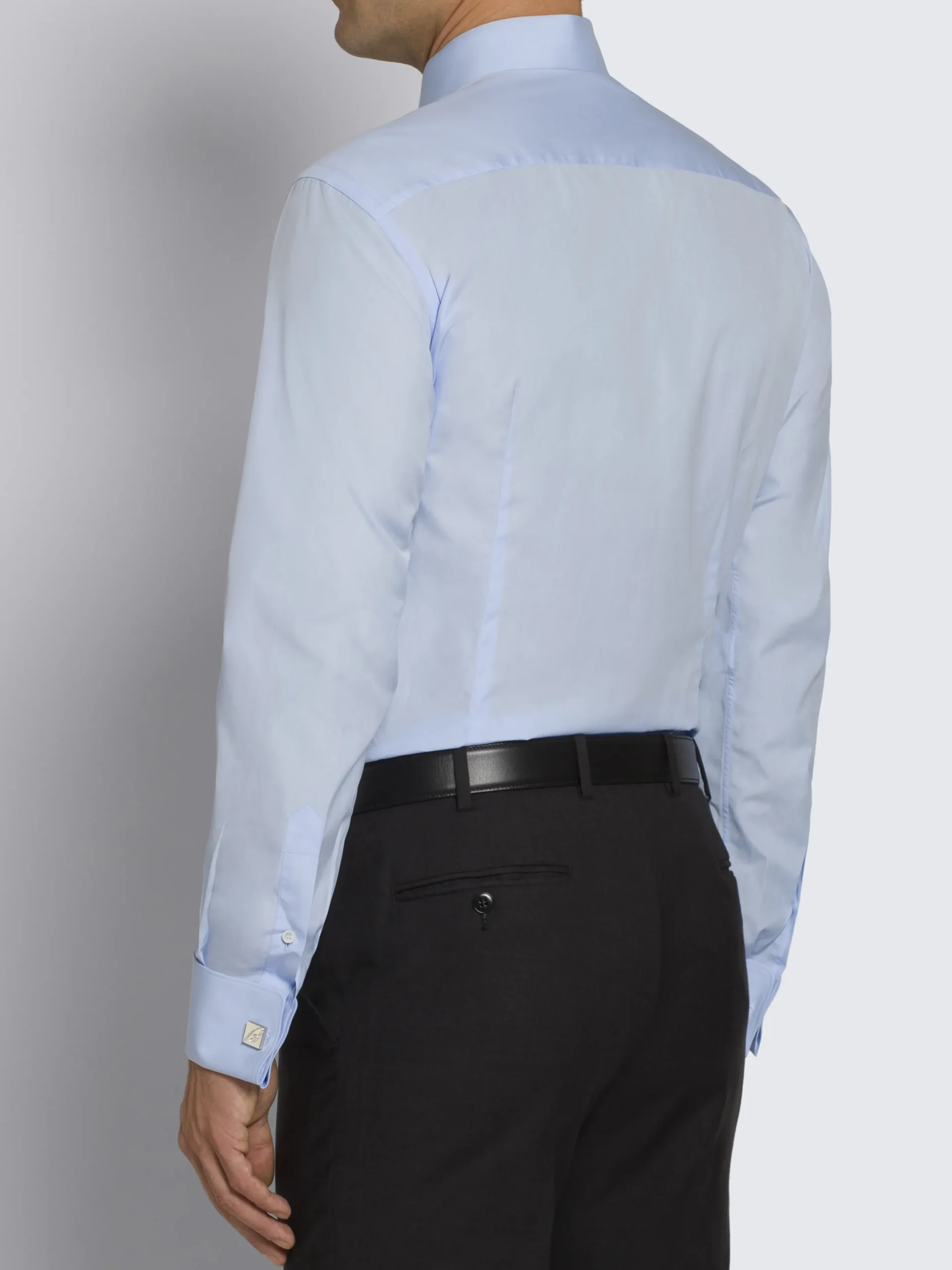 Essential sky blue cotton French cuff formal shirt