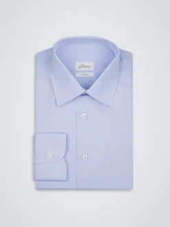 Essential sky blue Giza 45 cotton twill formal shirt