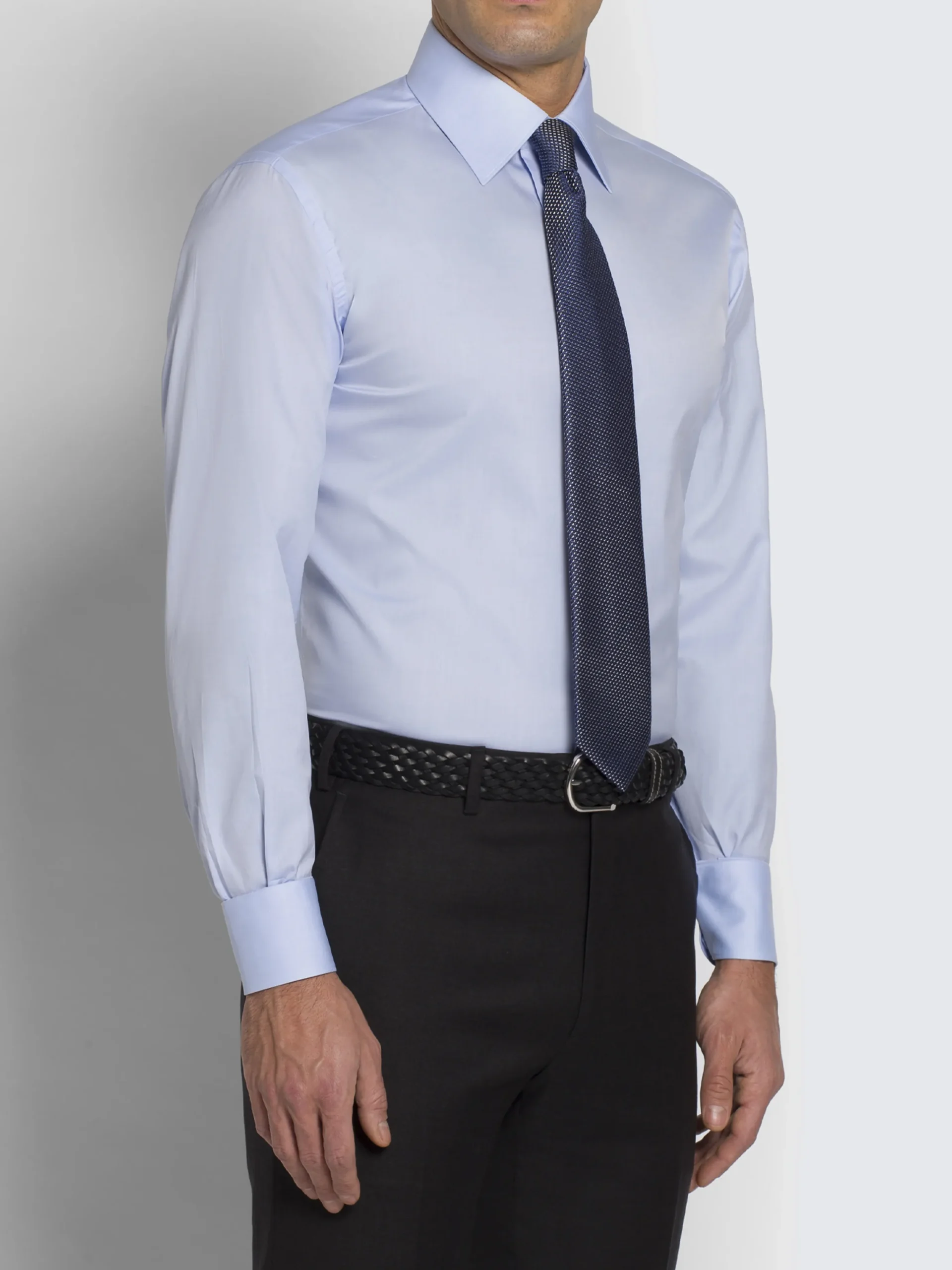 Essential sky blue Giza 45 cotton twill formal shirt