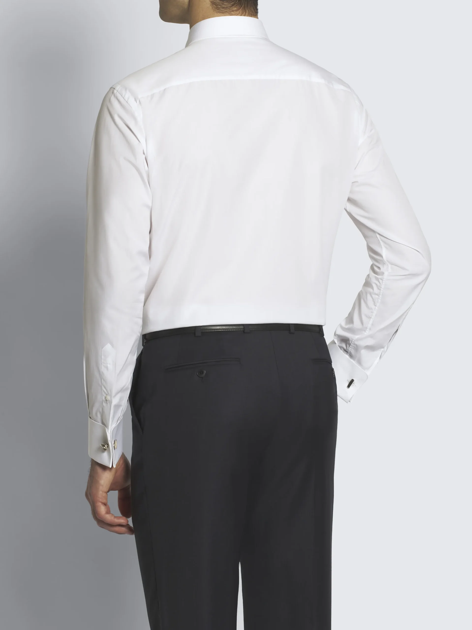 Essential white cotton French cuff evening shirt