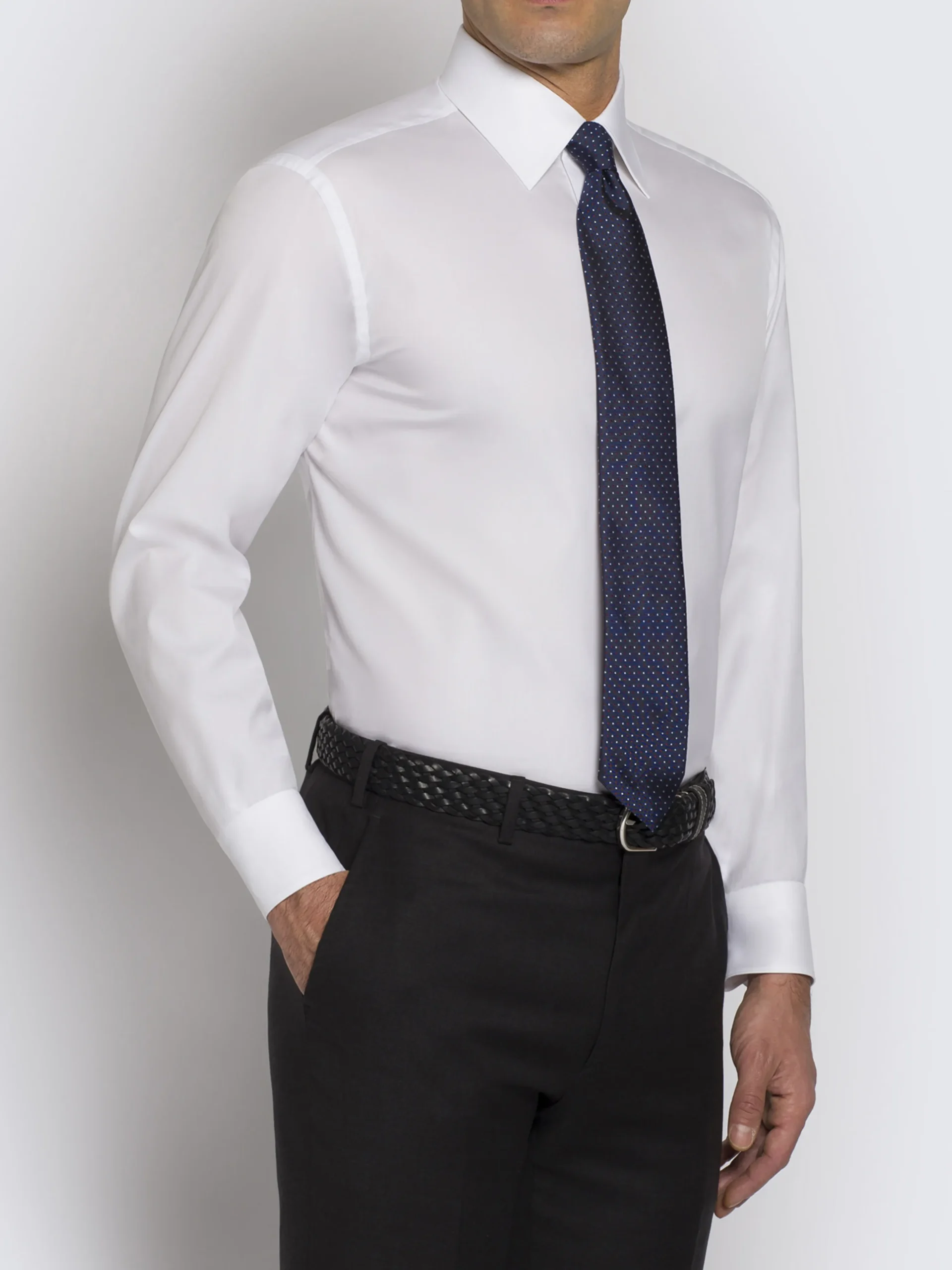 Essential white Giza 45 cotton twill formal shirt