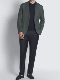 Green linen, wool and silk Jardigan