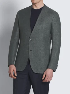 Green linen, wool and silk Jardigan