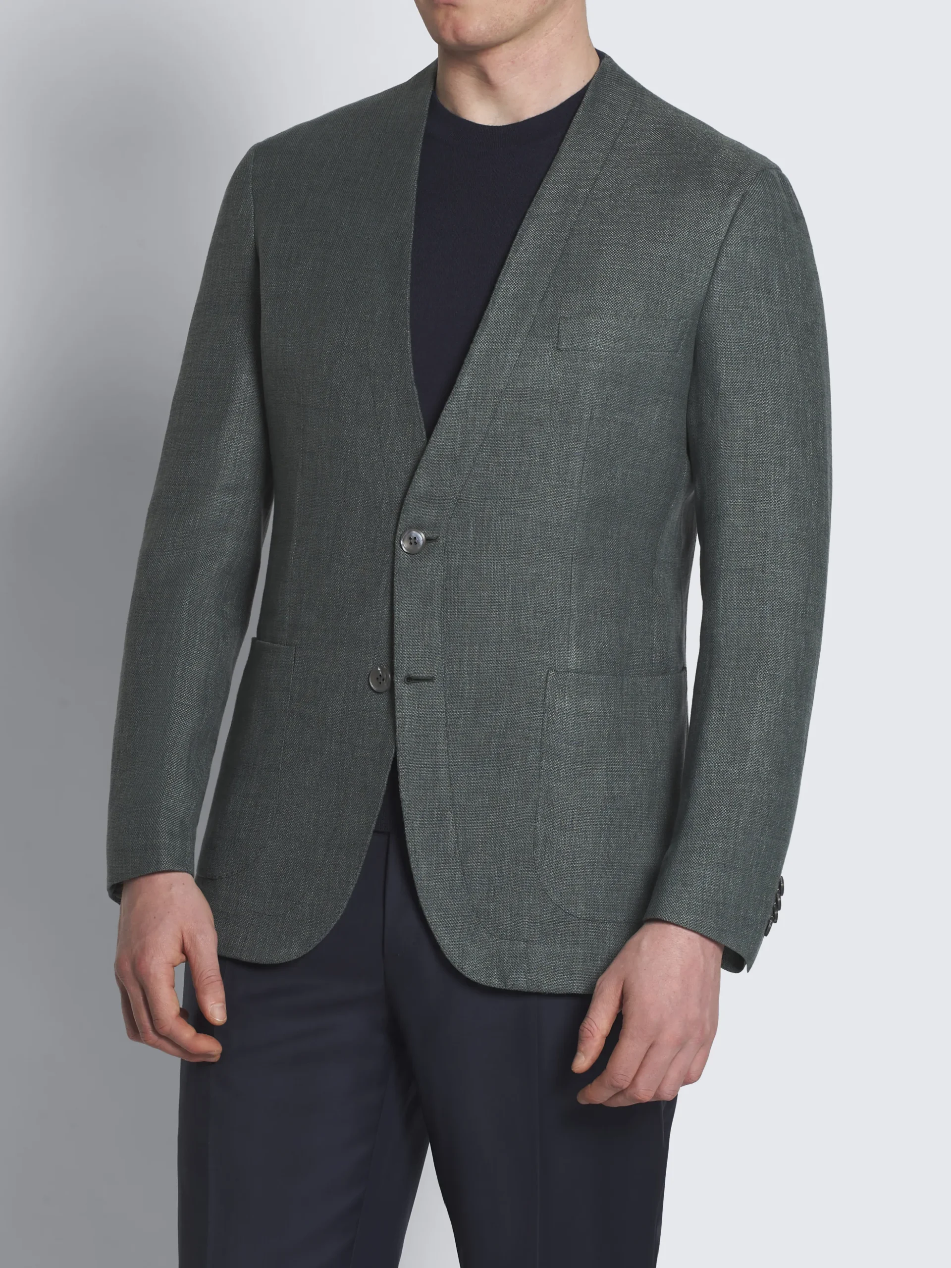 Green linen, wool and silk Jardigan