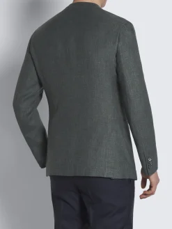 Green linen, wool and silk Jardigan