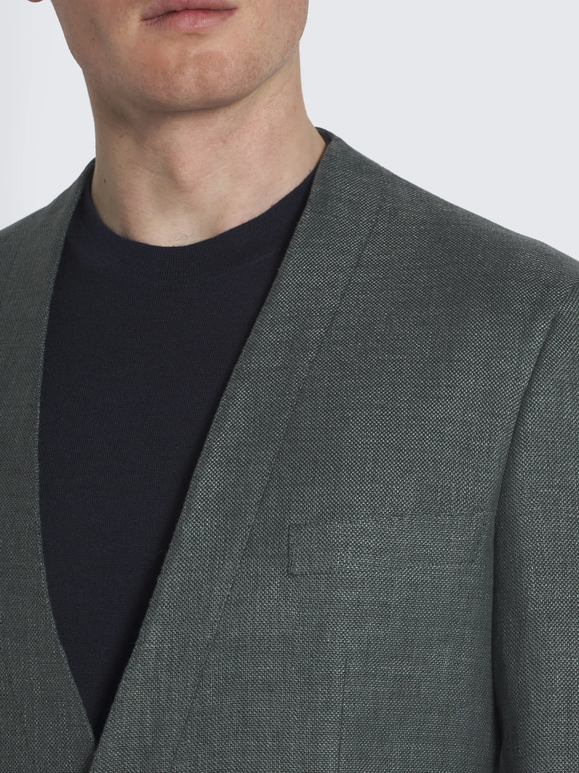 Green linen, wool and silk Jardigan