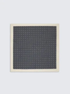 Grey and beige micro motif silk foulard