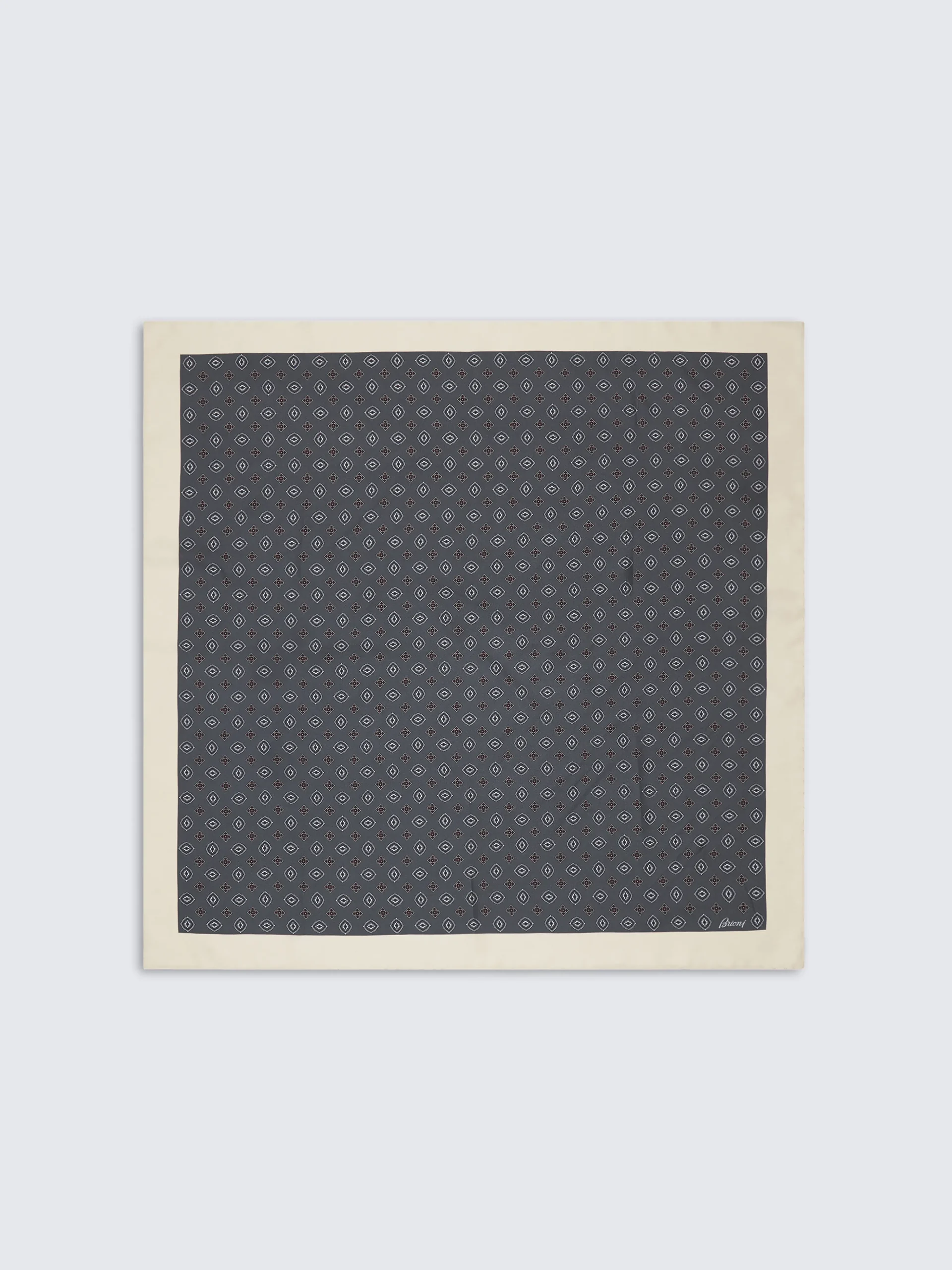 Grey and beige micro motif silk foulard