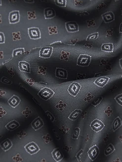 Grey and beige micro motif silk foulard