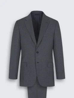 Grey and blue micro-checked Ventiquattro Plus wool Brunico suit