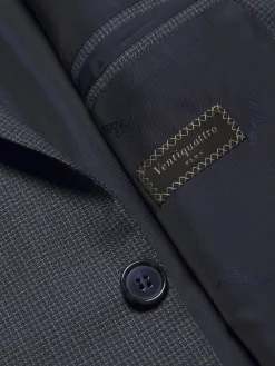 Grey and blue micro-checked Ventiquattro Plus wool Brunico suit
