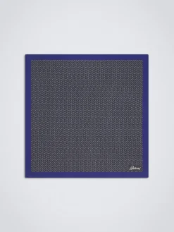 Grey and royal blue silk pocket square
