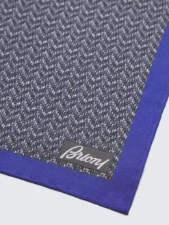 Grey and royal blue silk pocket square