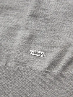 Grey cashmere and silk polo sweater