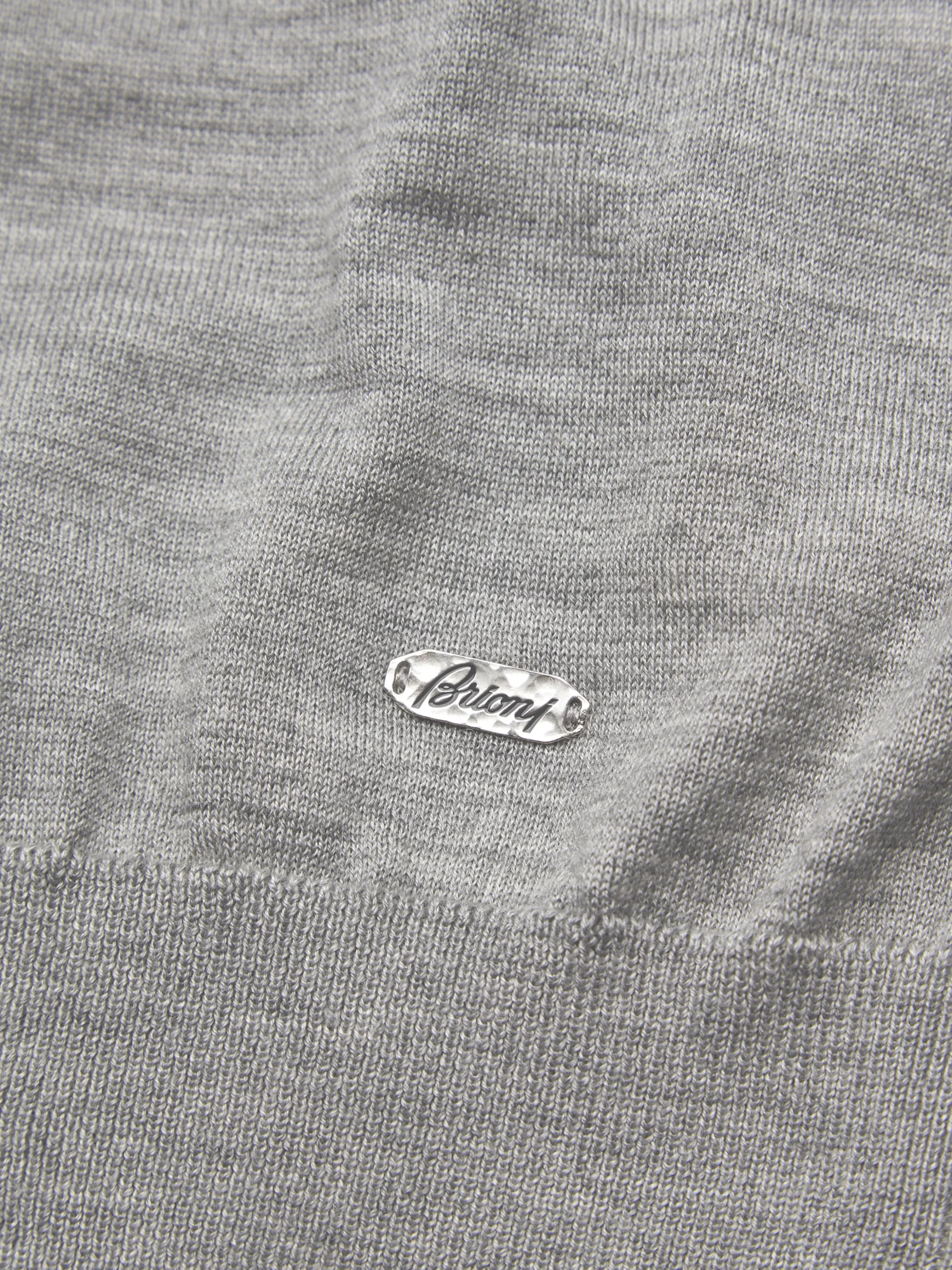 Grey cashmere and silk polo sweater
