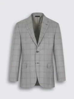 Grey checked wool, silk, cashmere and linen Ravello jacket