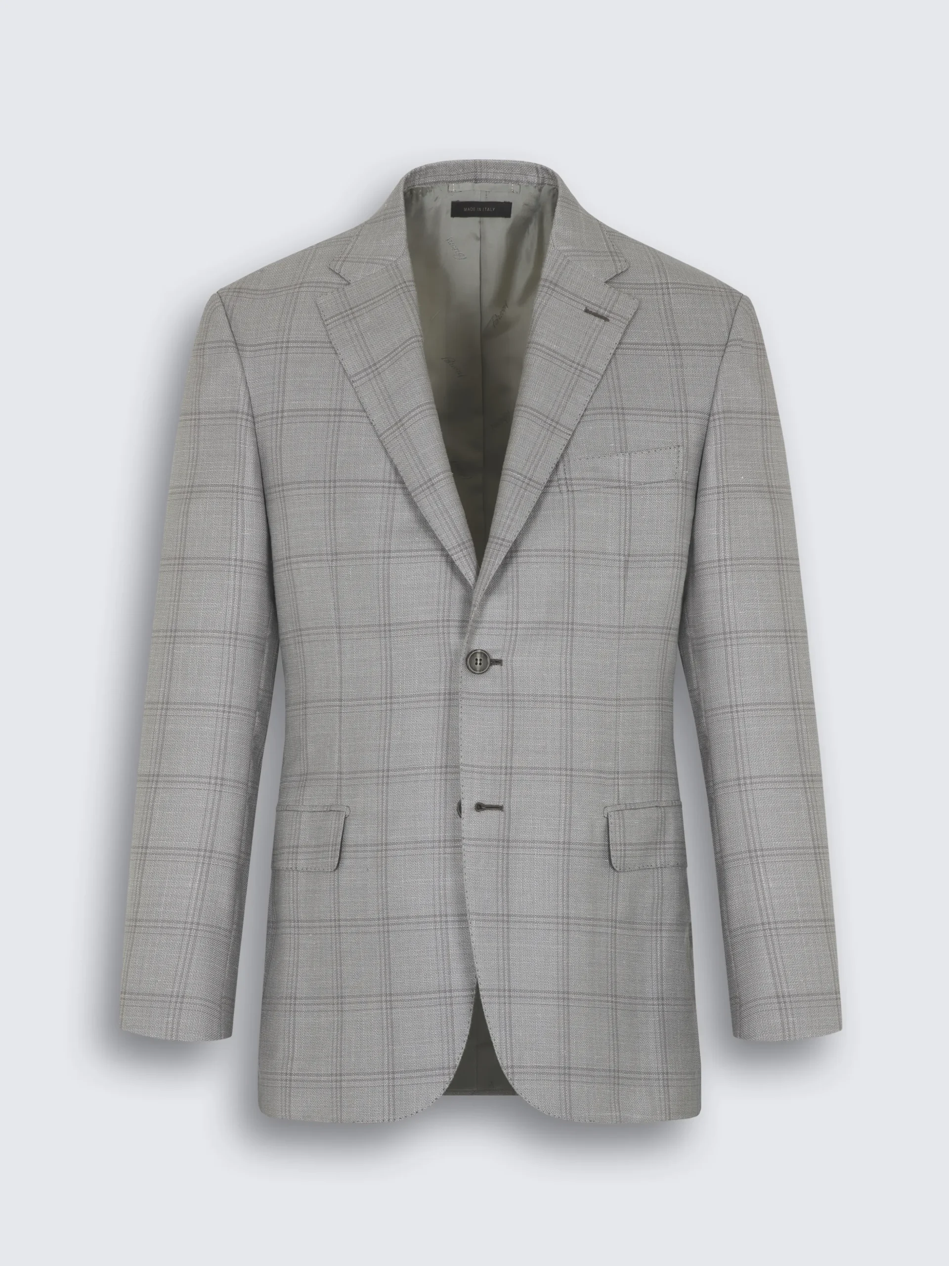 Grey checked wool, silk, cashmere and linen Ravello jacket