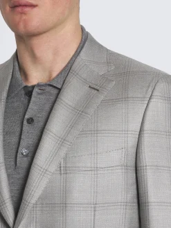 Grey checked wool, silk, cashmere and linen Ravello jacket