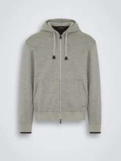Grey stretch cotton hoodie
