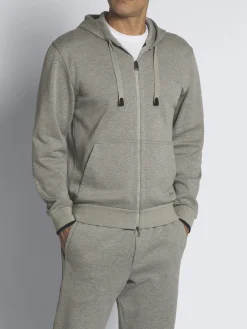 Grey stretch cotton hoodie