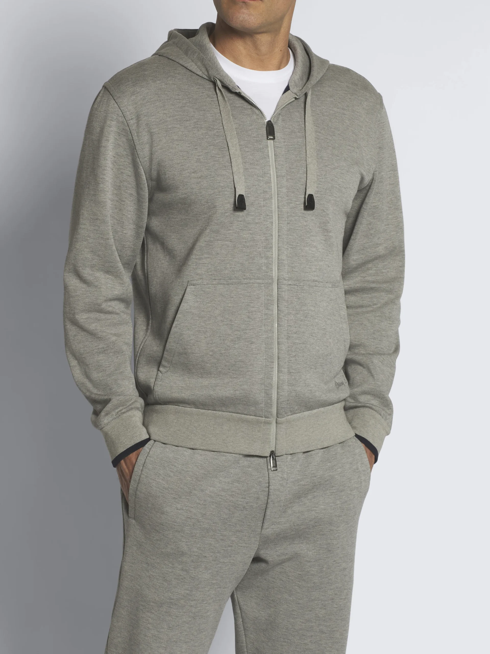 Grey stretch cotton hoodie