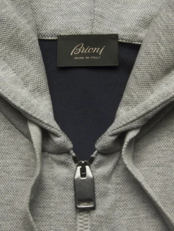 Grey stretch cotton hoodie
