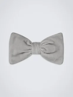 Ice grey velvet bow tie
