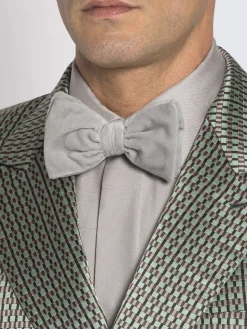 Ice grey velvet bow tie