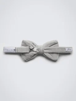 Ice grey velvet bow tie