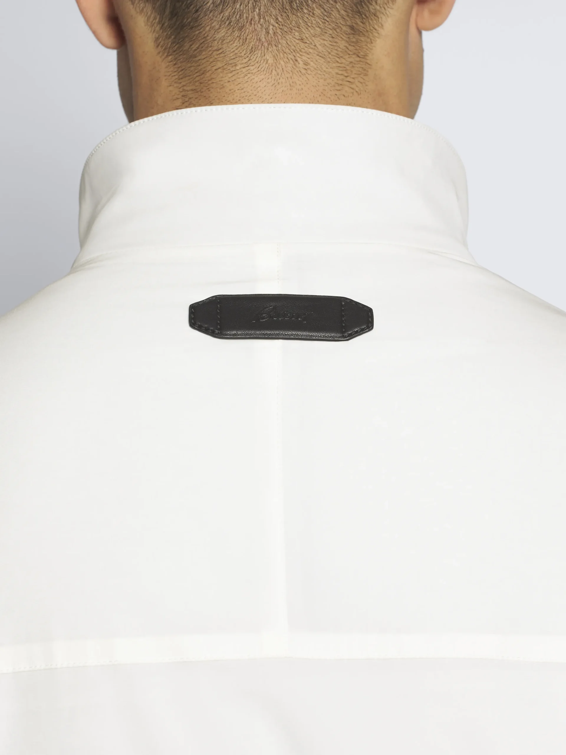 Ivory white and grey stretch silk and cotton jersey reversible blouson