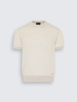 Ivory white cashmere and silk T-shirt