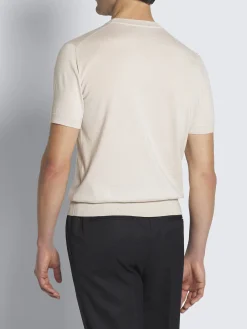 Ivory white cashmere and silk T-shirt