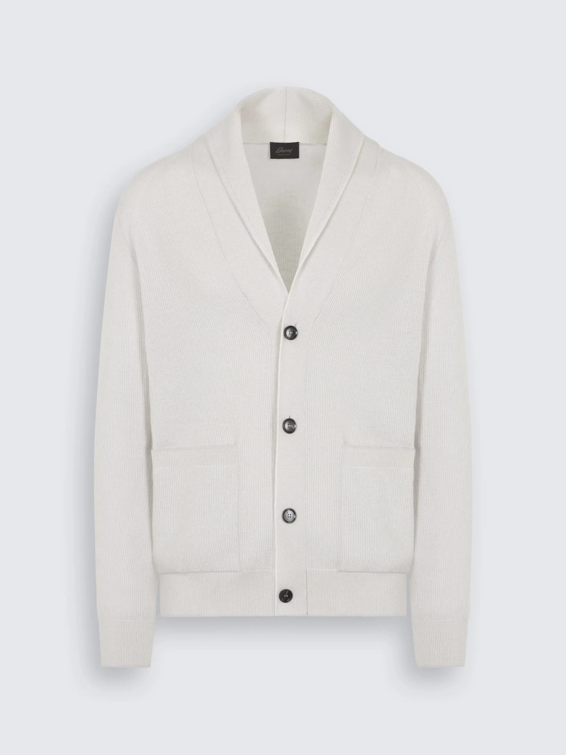 Ivory white cashmere and wool shawl collar cardigan