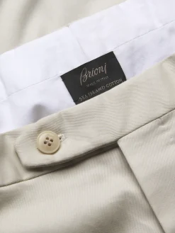 Ivory white cotton gabardine Journey trousers