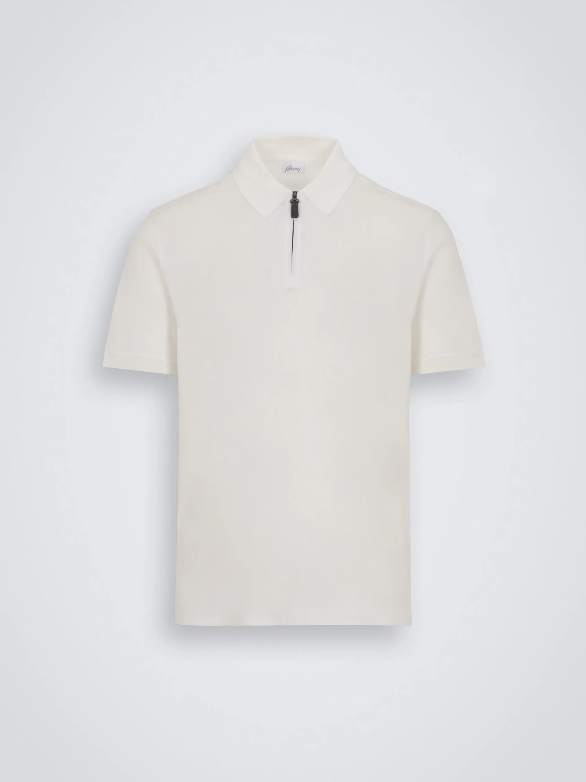 Ivory white cotton zip polo