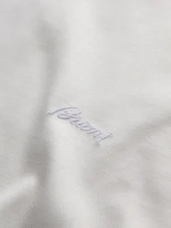 Ivory white cotton zip polo