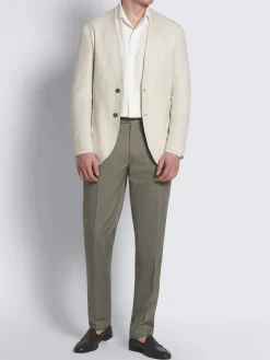 Ivory white linen, wool and silk Jardigan