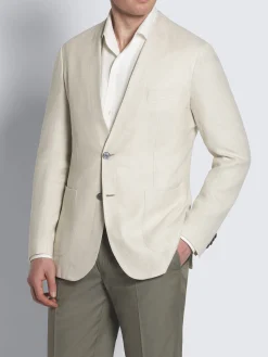 Ivory white linen, wool and silk Jardigan