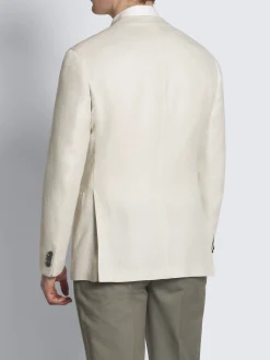 Ivory white linen, wool and silk Jardigan