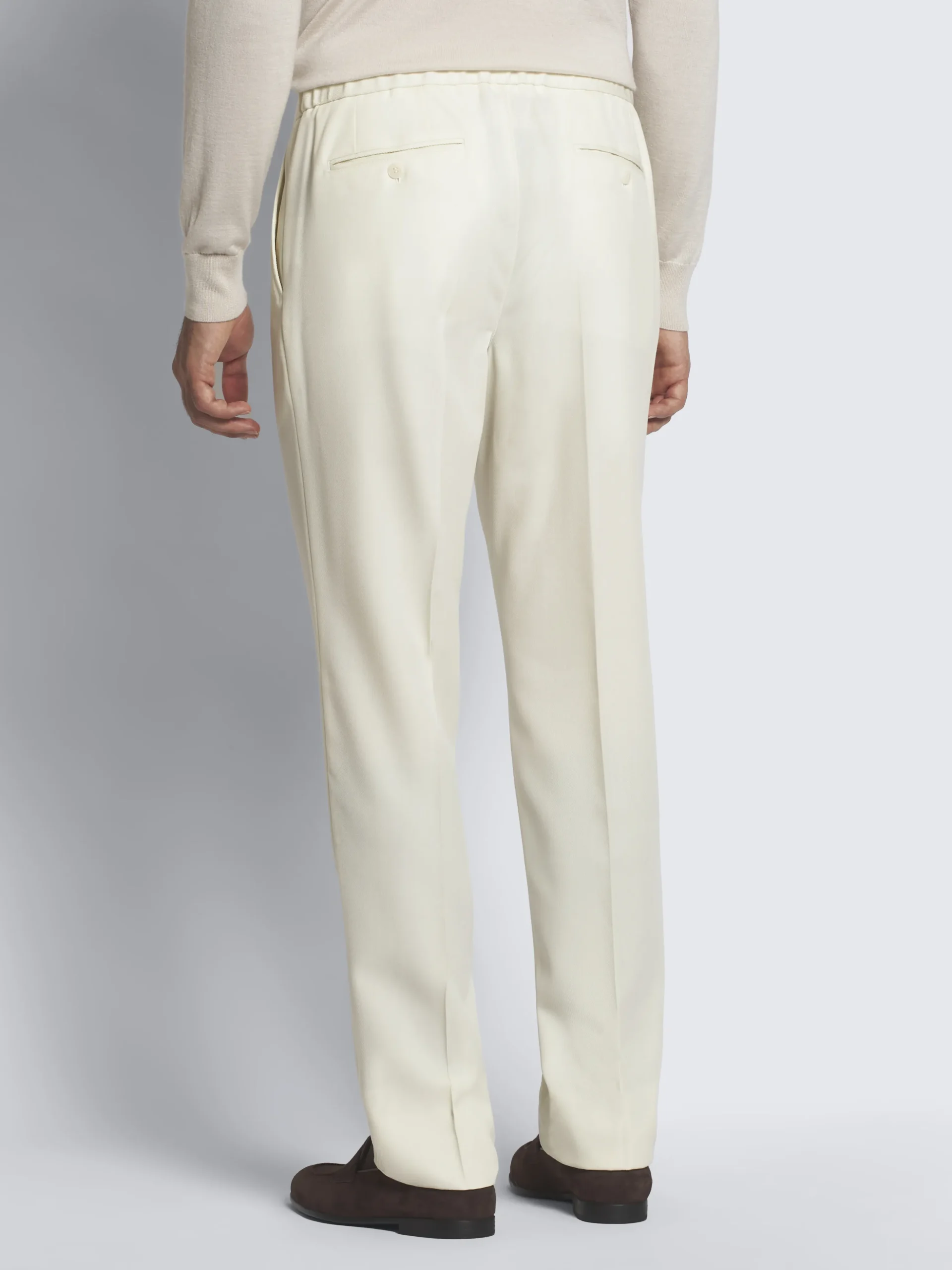 Ivory white responsible wool cavalry twill Melbourne trousers