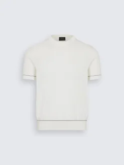 Ivory white Sea Island cotton piqué T-shirt