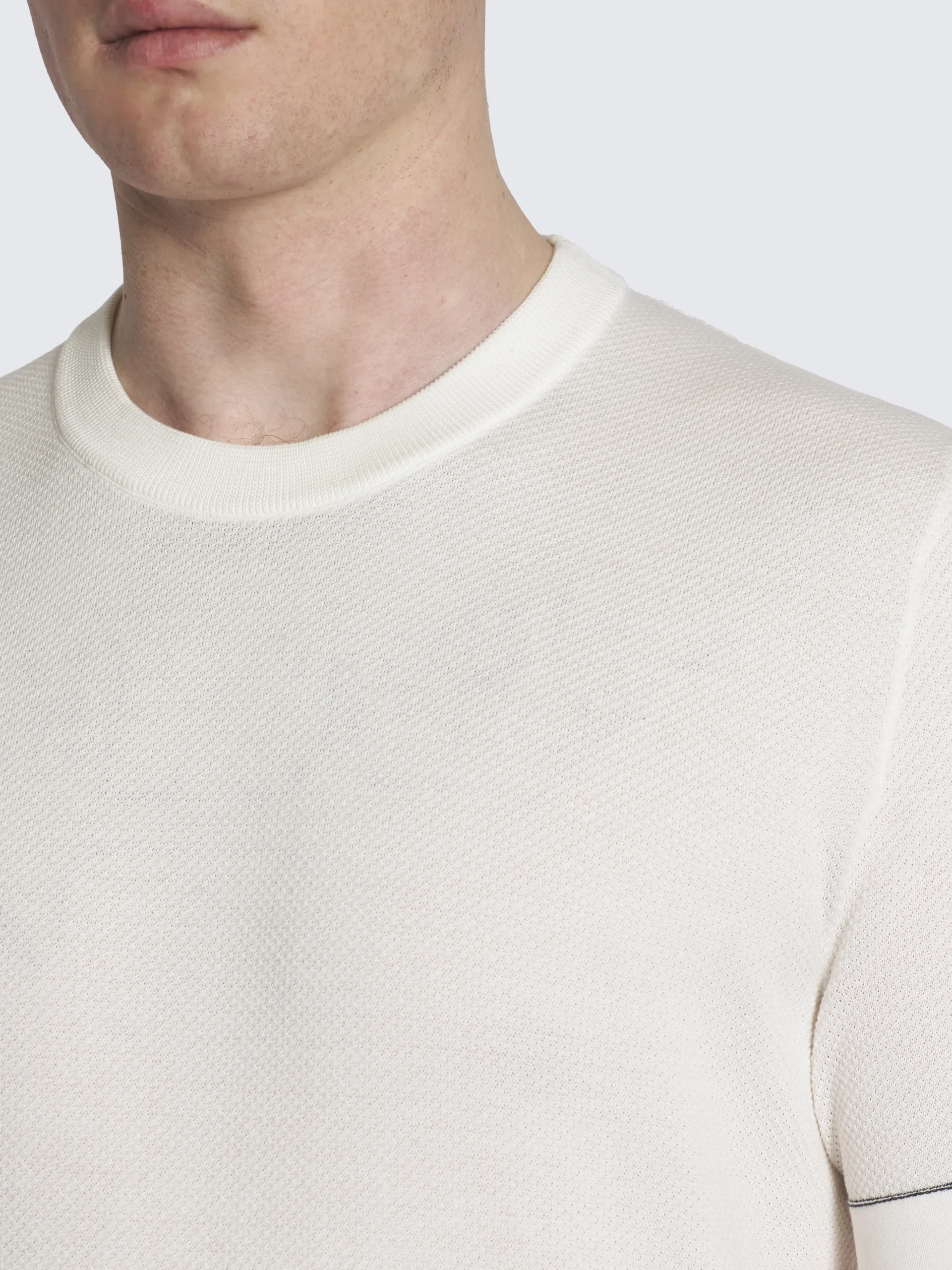Ivory white Sea Island cotton piqué T-shirt