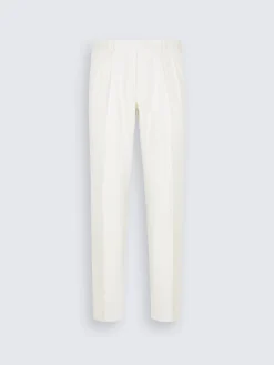 Ivory white Sea Island cotton and wool Elba trousers