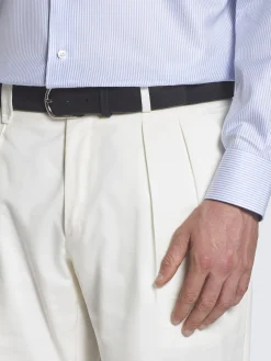 Ivory white Sea Island cotton and wool Elba trousers