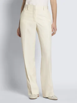 Ivory white silk gabardine Palinuro trousers